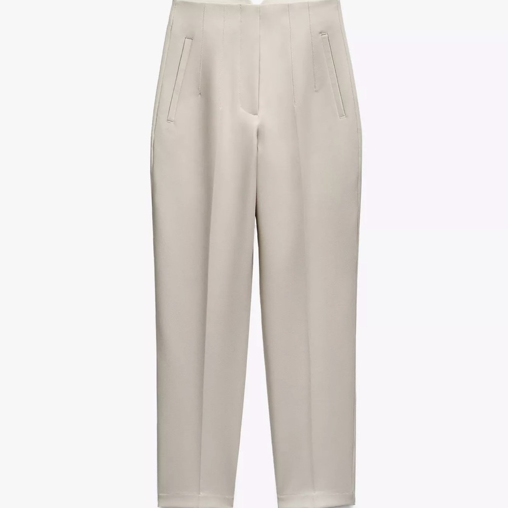 Zara Off-White Tailored Trousers